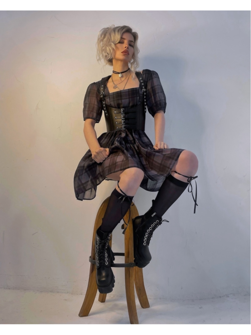 Disturbia Checkmate Layered Organza Mini Dress sz 12
